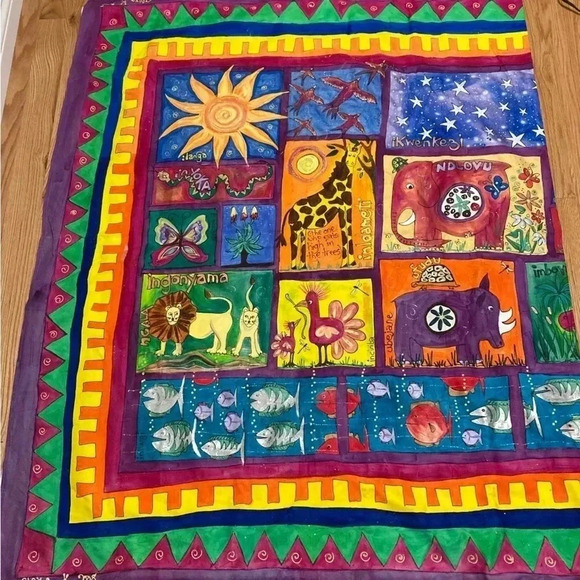 African Animals  Tapestry with curtain writing in English and Zulu - Picture 10 of 11